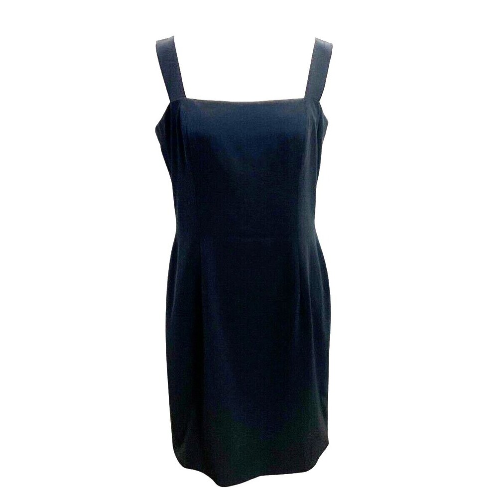 Niteline By Della Roufogali Black Sheath Size 12 Lined Back Zipper Wide Straps